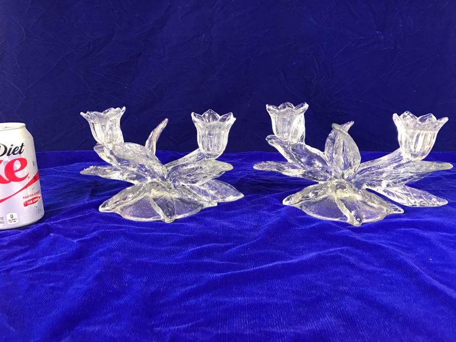 Pair Of Floral Motif Candle Holders