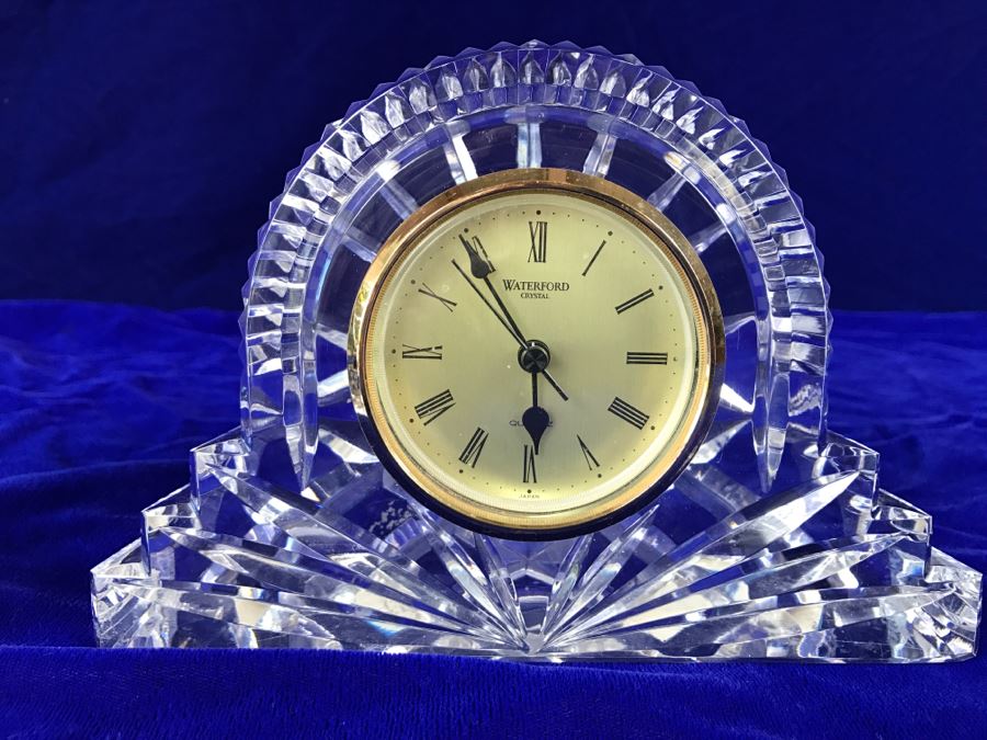 Waterford Crystal Mantle Clock And Waterford Crystal Pen Holder Ireland [Photo 2]