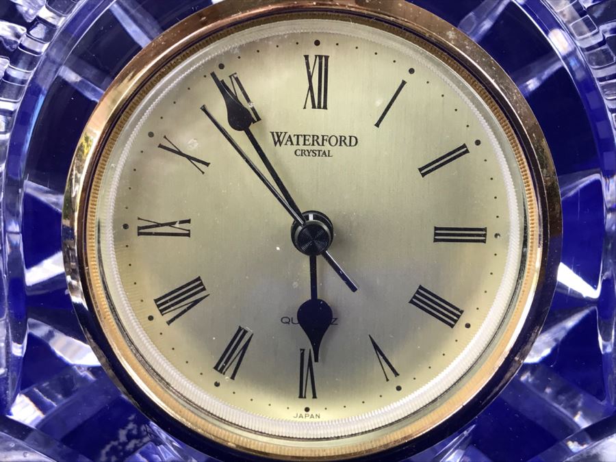 Waterford Crystal Mantle Clock And Waterford Crystal Pen Holder Ireland [Photo 3]