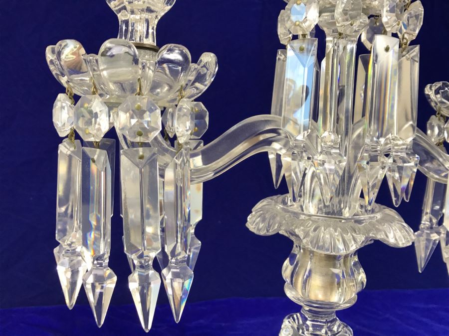 Stunning Pair Of Crystal 3-Arm Candelabras [Photo 11]