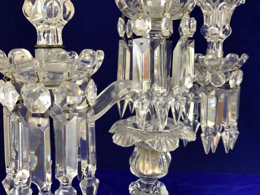 Stunning Pair Of Crystal 3-Arm Candelabras [Photo 4]