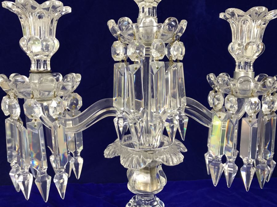 Stunning Pair Of Crystal 3-Arm Candelabras [Photo 12]