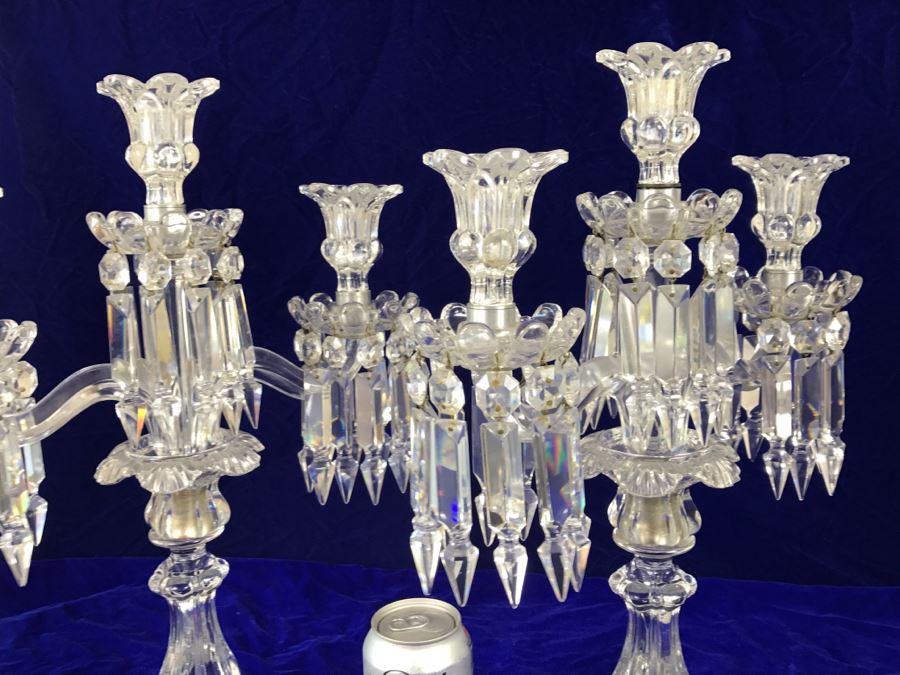 Stunning Pair Of Crystal 3-Arm Candelabras [Photo 7]
