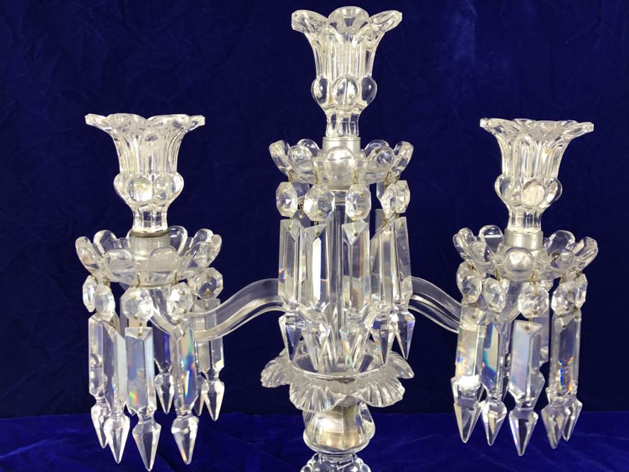 Stunning Pair Of Crystal 3-Arm Candelabras [Photo 9]