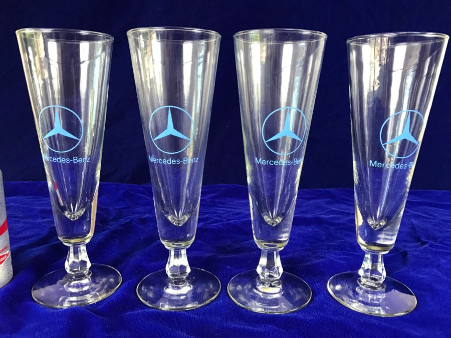 Set Of 4 Mercedes-Benz Advertising Stemware Glasses [Photo 2]