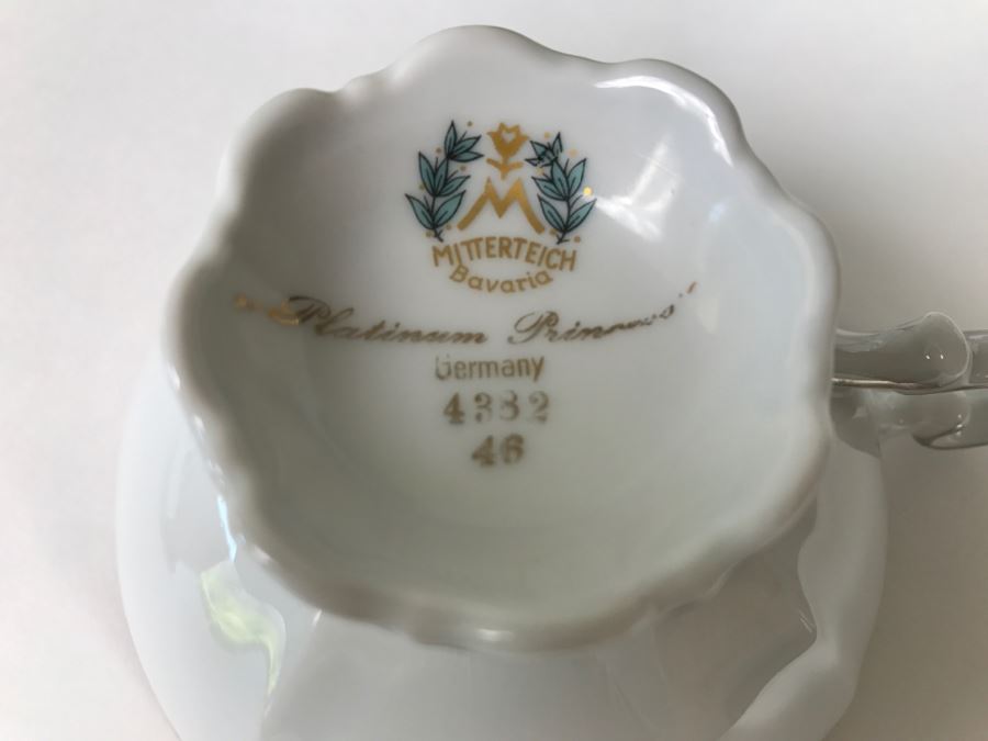 Classy China Set ~79 Pieces Mitterteich Bavaria 'Platinum Princess' Germany White With Silver Rim [Photo 7]