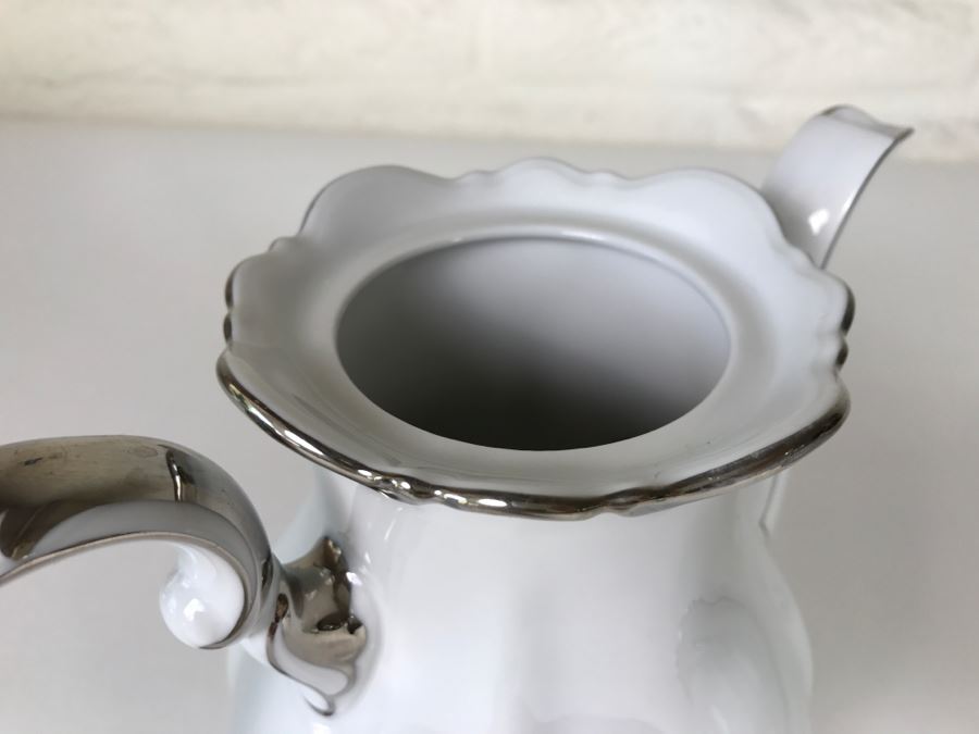 Classy China Set ~79 Pieces Mitterteich Bavaria 'Platinum Princess' Germany White With Silver Rim [Photo 41]