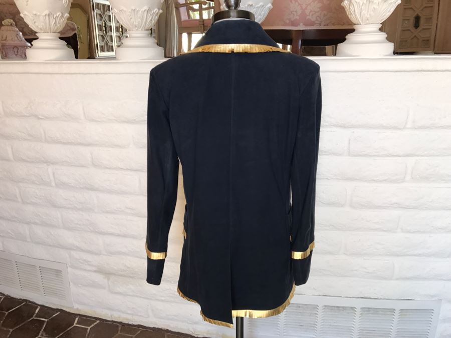 Yves Saint Laurent Black Jacket With Gold Trim Paris France Size 38 [Photo 3]