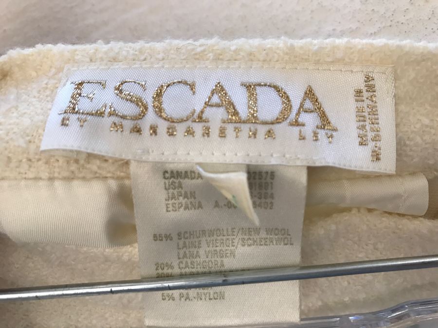 ESCADA By Margaretha Ley White Cream Jacket With Matching Skirt Gold Buttons [Photo 12]