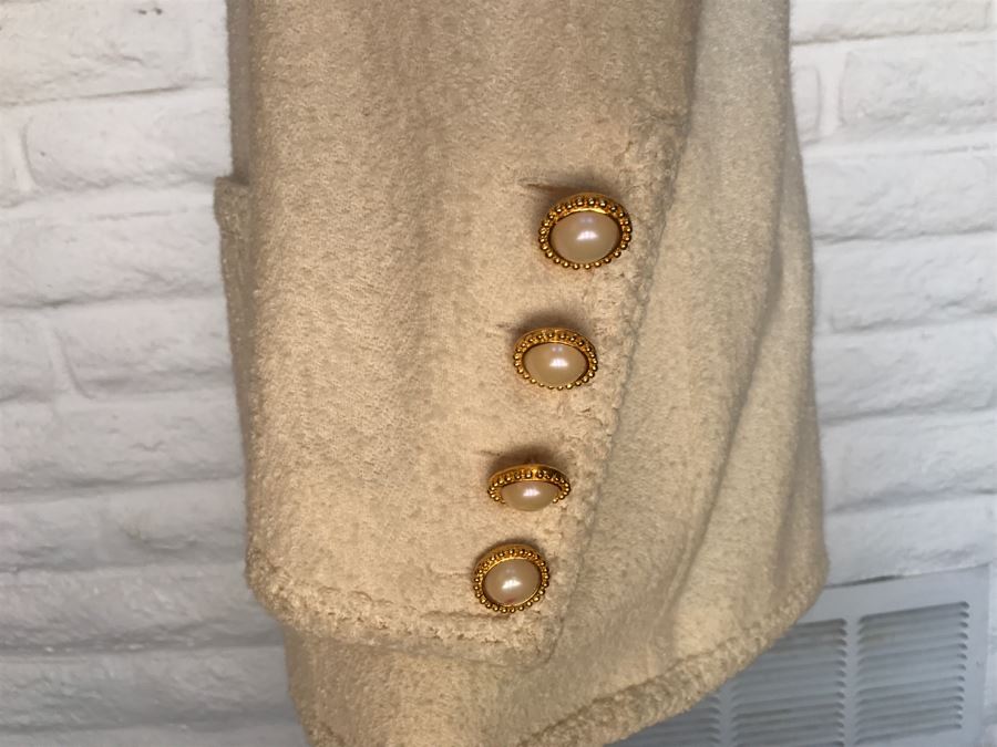 ESCADA By Margaretha Ley White Cream Jacket With Matching Skirt Gold Buttons [Photo 7]