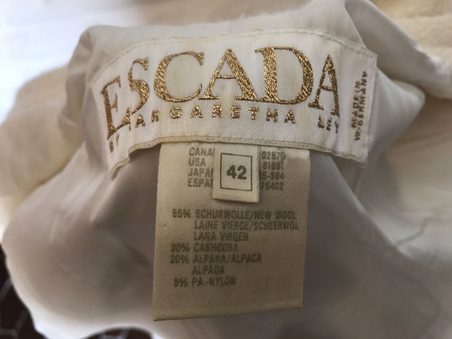 ESCADA By Margaretha Ley White Cream Jacket With Matching Skirt Gold Buttons [Photo 2]