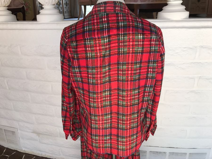 David Hayes Silk Top And Matching Skirt Plaid Pattern Size 6 [Photo 6]