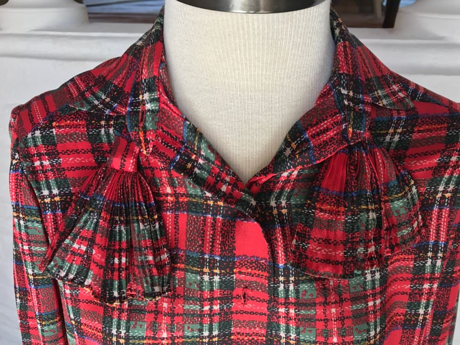 David Hayes Silk Top And Matching Skirt Plaid Pattern Size 6 [Photo 4]