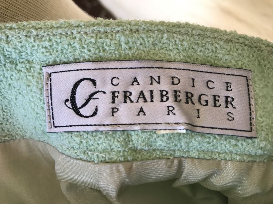 Candice Fraiberger Paris France Lime Green Jacket With Matching Skirt Size 42 [Photo 9]