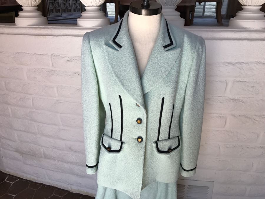 Candice Fraiberger Paris France Lime Green Jacket With Matching Skirt Size 42 [Photo 2]