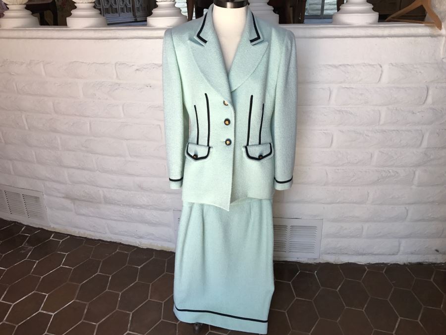Candice Fraiberger Paris France Lime Green Jacket With Matching Skirt Size 42