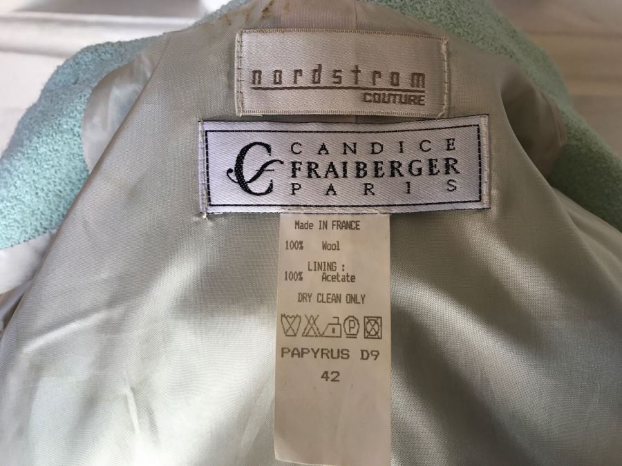 Candice Fraiberger Paris France Lime Green Jacket With Matching Skirt Size 42 [Photo 8]