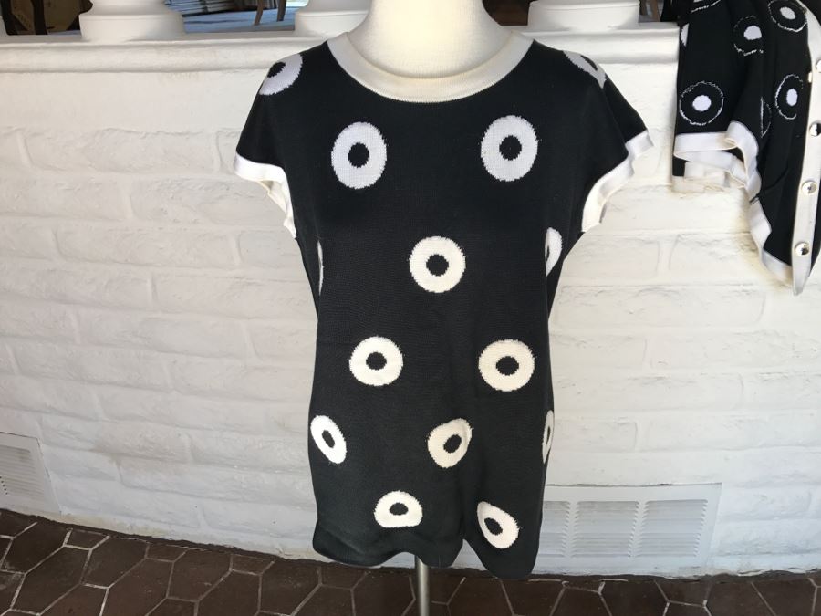 ESCADA By Margaretha Ley 2-Piece Outfit Black With White Circles Size 38 [Photo 8]