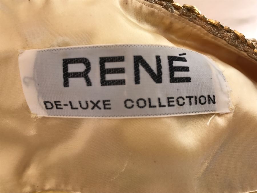 Vintage RENE Lezard De-Luxe Collection Gold Jacket With Matching Skirt Made In England [Photo 3]