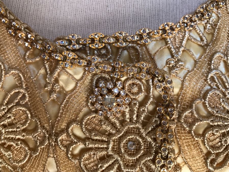 Vintage RENE Lezard De-Luxe Collection Gold Jacket With Matching Skirt Made In England [Photo 9]