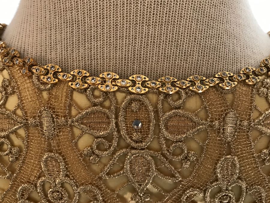 Vintage RENE Lezard De-Luxe Collection Gold Jacket With Matching Skirt Made In England [Photo 13]