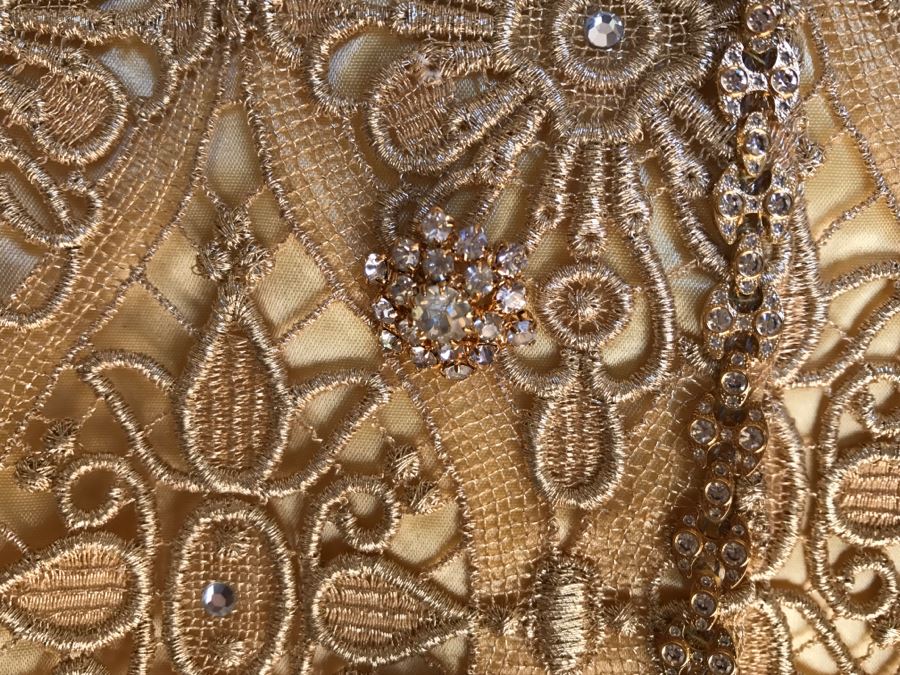 Vintage RENE Lezard De-Luxe Collection Gold Jacket With Matching Skirt Made In England [Photo 8]