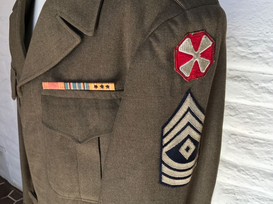 Vintage WWII Military Jacket With Patches And Ribbon Size 40R 6th Army ...