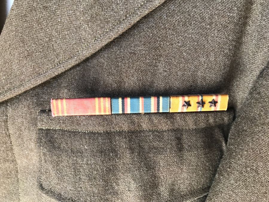 Vintage WWII Military Jacket With Patches And Ribbon Size 40R 6th Army And 8th Army Patch [Photo 2]