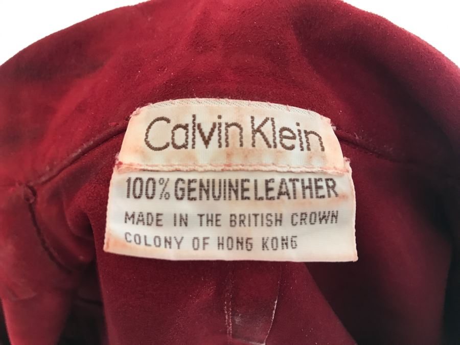 Vintage Calvin Klein Genuine Leather Shirt Jacket Burgundy [Photo 4]