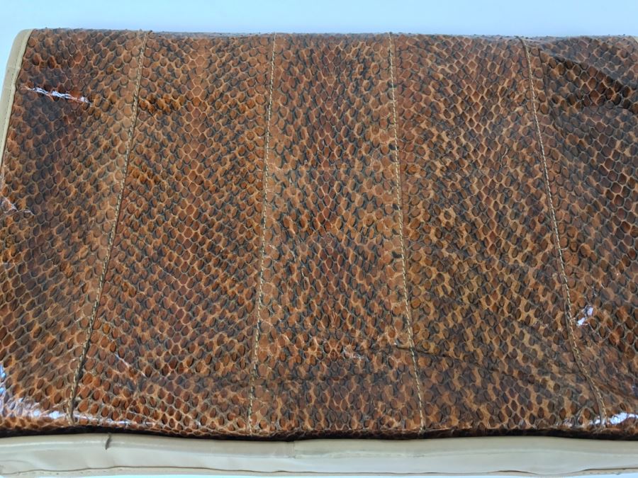 Vintage Barbara Bolan Brown Snakeskin Clutch Purse Handbag Made In Italy [Photo 6]