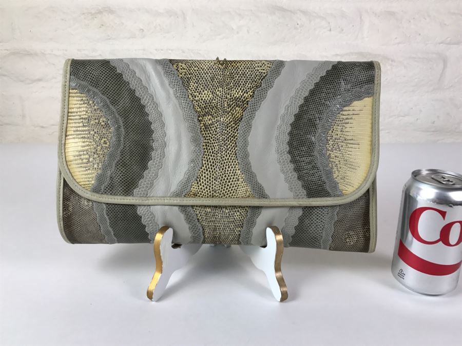 Vintage Carlos Falchi Snakeskin Clutch Purse Handbag [Photo 10]