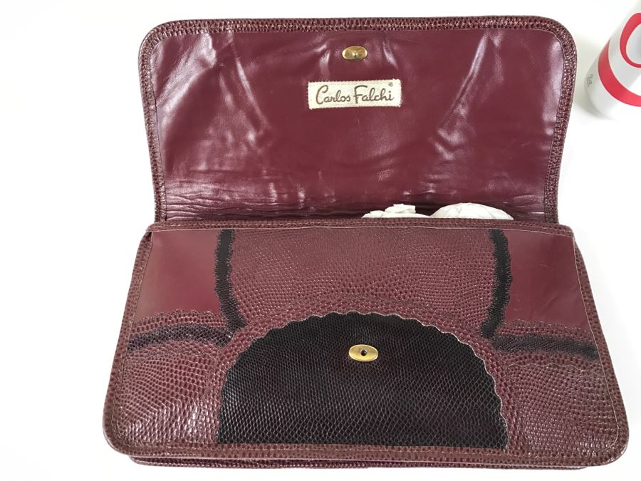 Vintage Carlos Falchi Snakeskin Clutch Purse Handbag With Matching Snakeskin Belt [Photo 7]