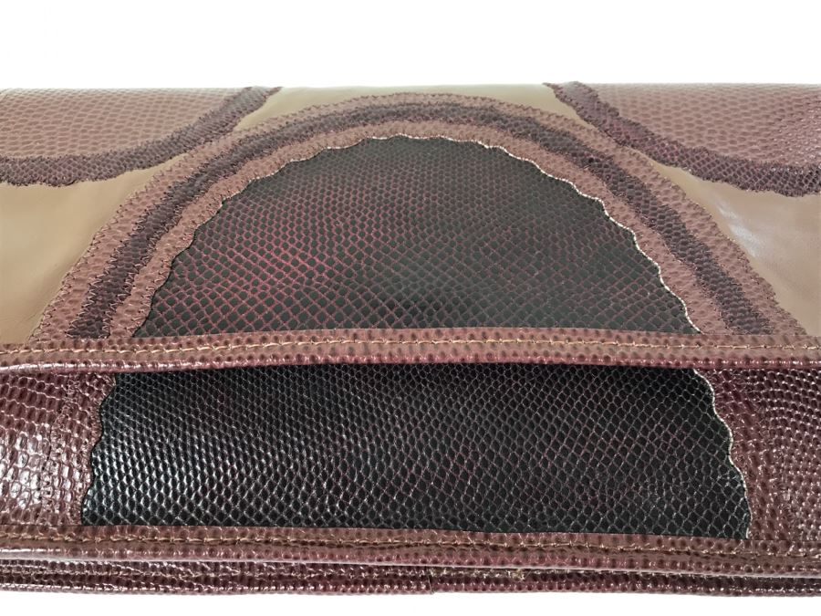 Vintage Carlos Falchi Snakeskin Clutch Purse Handbag With Matching Snakeskin Belt [Photo 5]