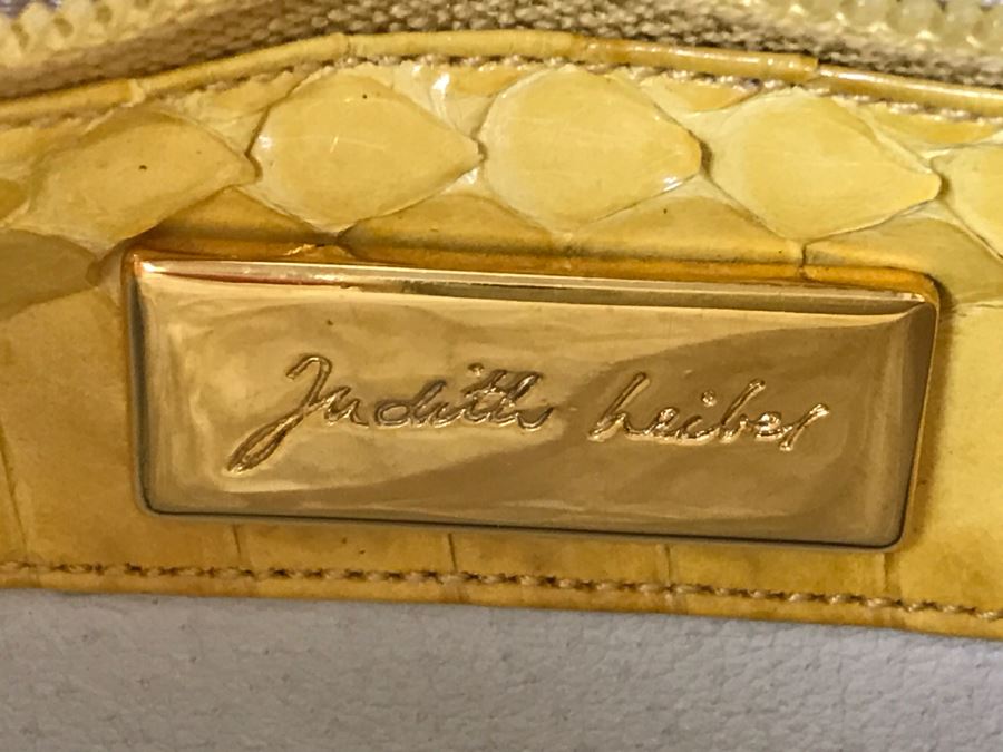 Vintage Judith Leiber Yellow Snakeskin Handbag Purse [Photo 10]