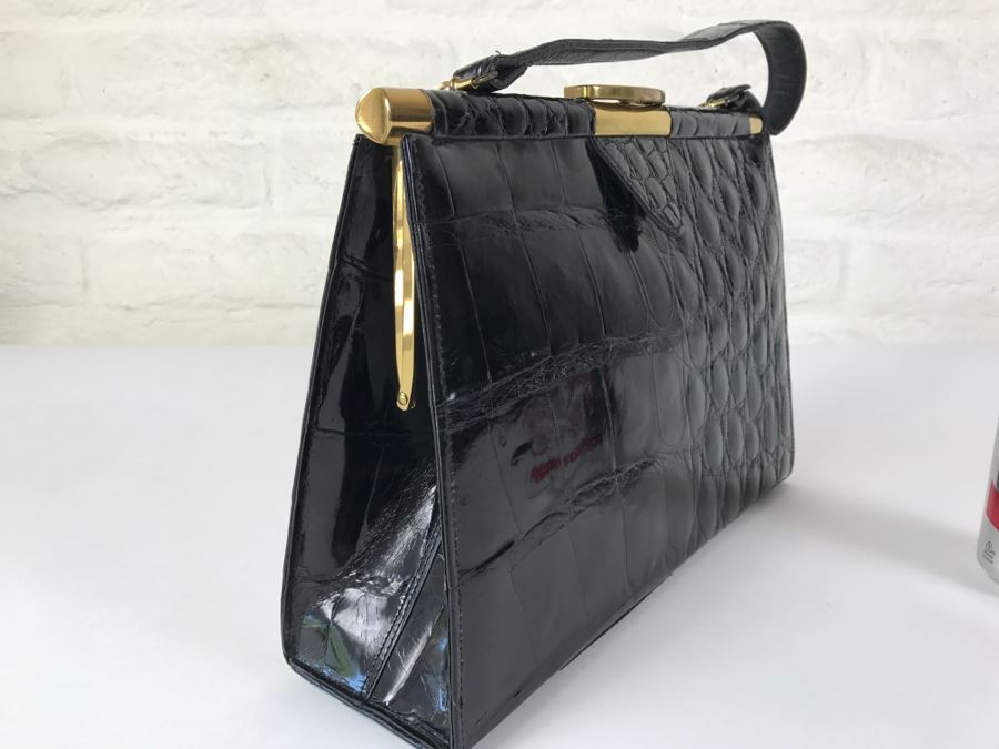 Genuine Alligator Black Handbag By Vassar [Photo 6]