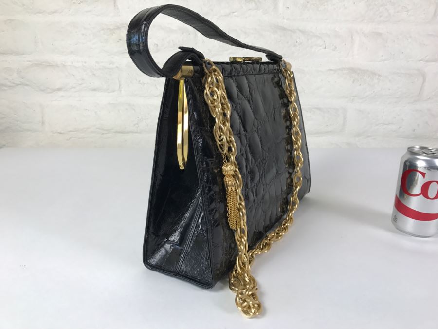 Genuine Alligator Black Handbag By Vassar [Photo 8]