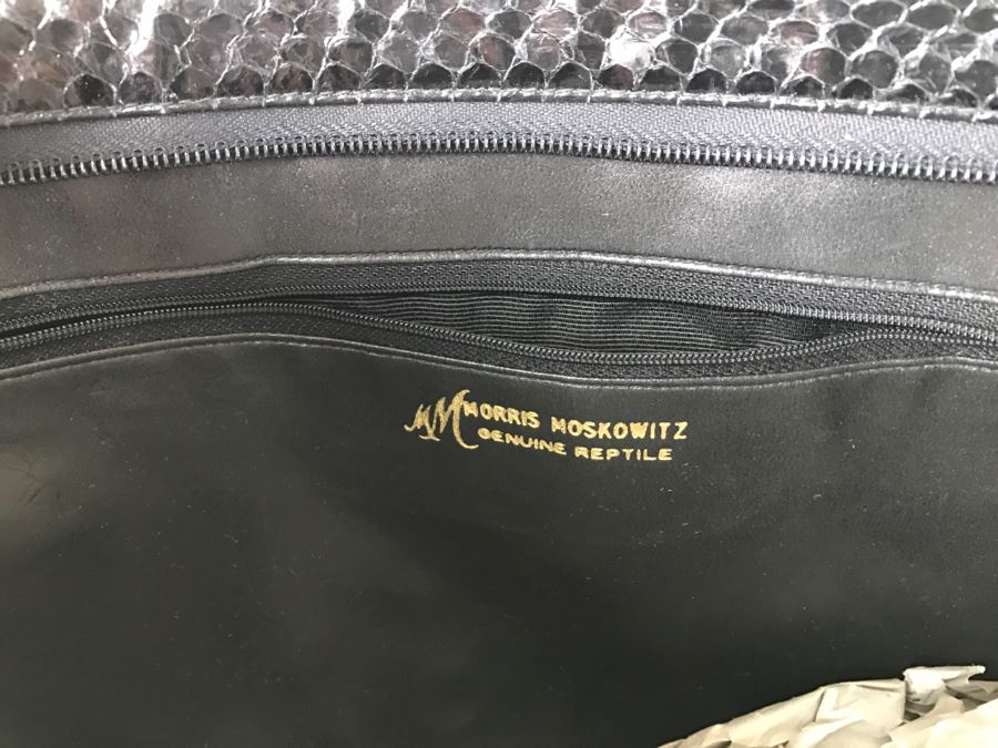 Morris Moskowitz Genuine Reptile Black Clutch Purse Handbag [Photo 8]
