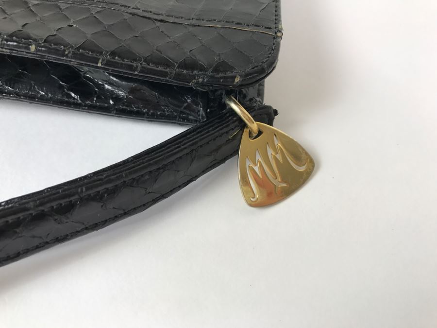 Morris Moskowitz Genuine Reptile Black Clutch Purse Handbag [Photo 5]