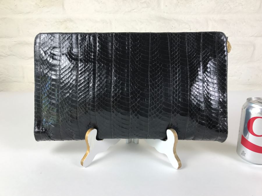 Morris Moskowitz Genuine Reptile Black Clutch Purse Handbag [Photo 1]
