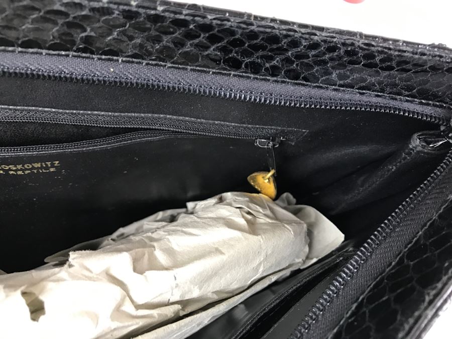 Morris Moskowitz Genuine Reptile Black Clutch Purse Handbag [Photo 10]