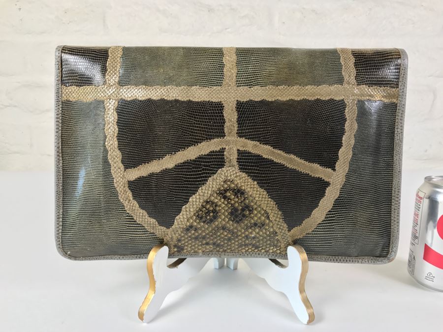 Vintage Carlos Falchi Snakeskin Clutch Purse Handbag [Photo 2]