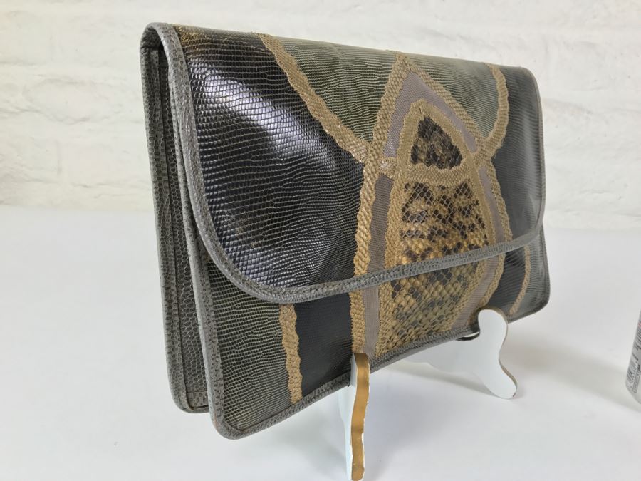 Vintage Carlos Falchi Snakeskin Clutch Purse Handbag [Photo 5]