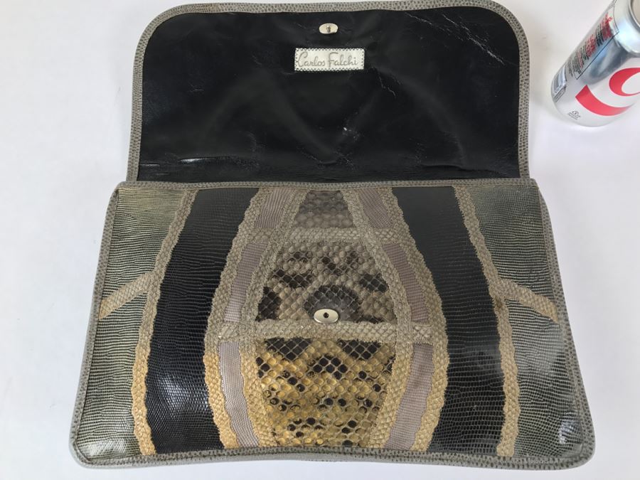 Vintage Carlos Falchi Snakeskin Clutch Purse Handbag [Photo 7]