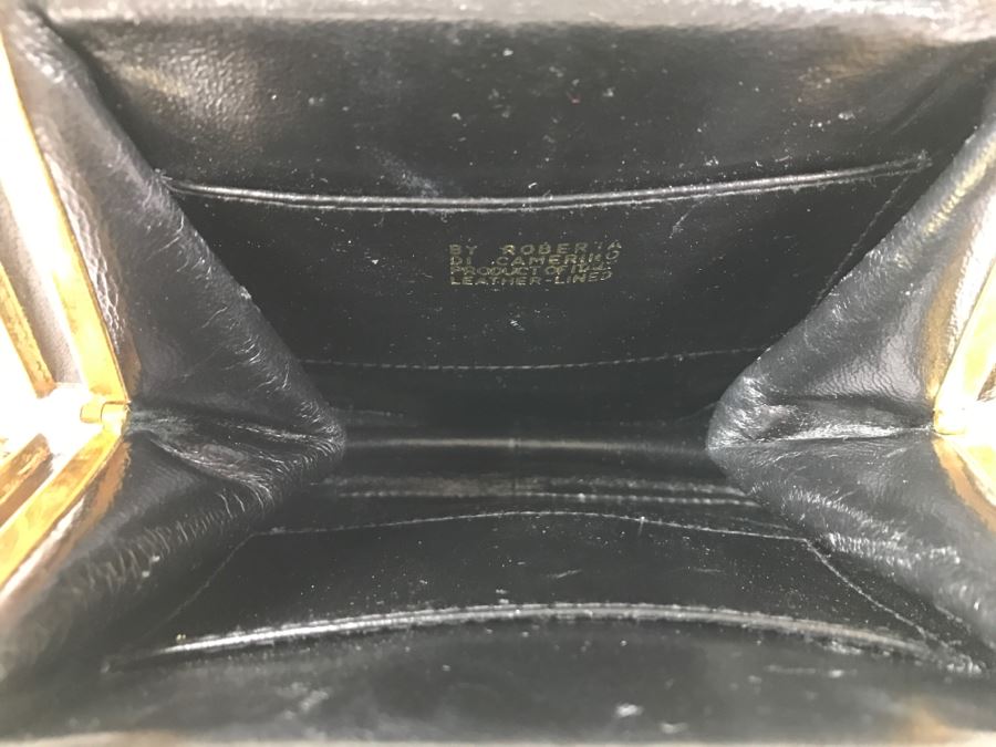 Roberta Di Camerino Black Velvet Leather Clutch Purse Handbag [Photo 8]