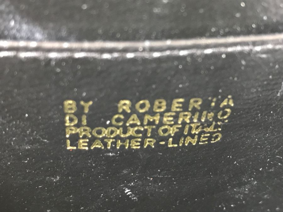 Roberta Di Camerino Black Velvet Leather Clutch Purse Handbag [Photo 9]