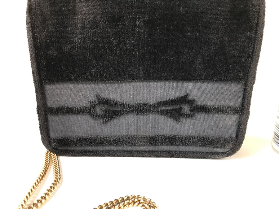 Roberta Di Camerino Black Velvet Leather Clutch Purse Handbag [Photo 5]
