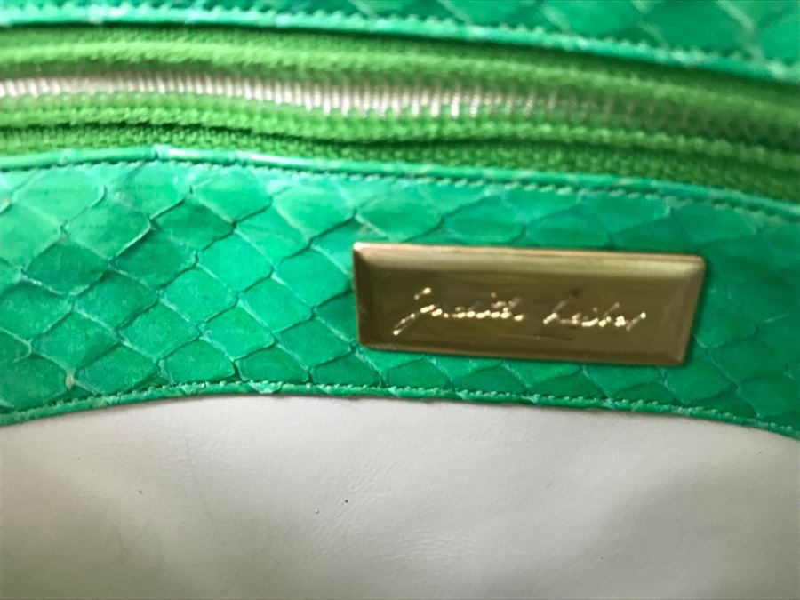 Vintage Judith Leiber Green Snakeskin Handbag Purse [Photo 6]