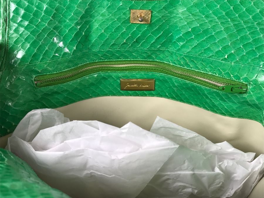 Vintage Judith Leiber Green Snakeskin Handbag Purse [Photo 5]