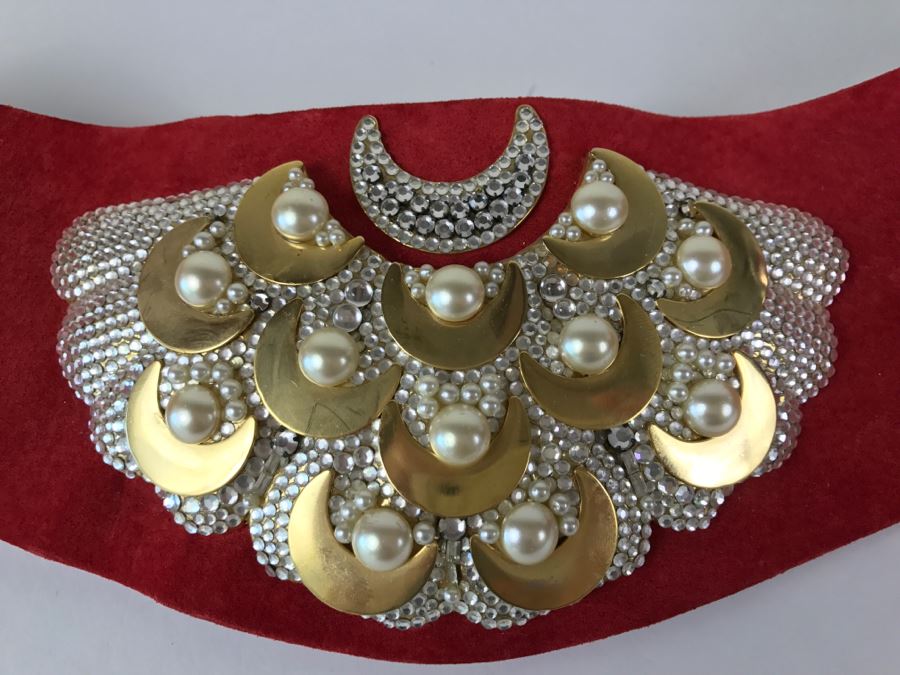 Vintage Henryks Bijoux Leather Red Belt Hand Made In Austria Size 80 [Photo 5]