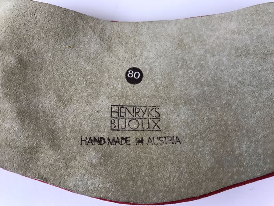 Vintage Henryks Bijoux Leather Red Belt Hand Made In Austria Size 80 [Photo 7]